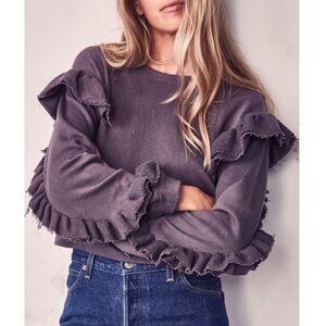 LoveShackFancy Melanie Ruffled Crop Sweatshirt